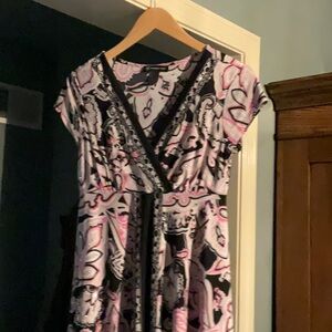 Pink and Black Patterned Dress